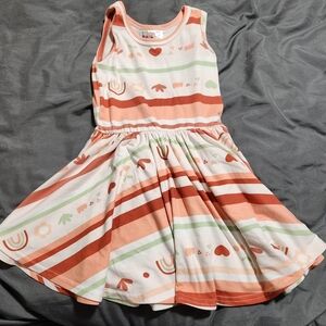 Dot Dot Smile Coral, Cream & Light Green Stripe Twirl Dress